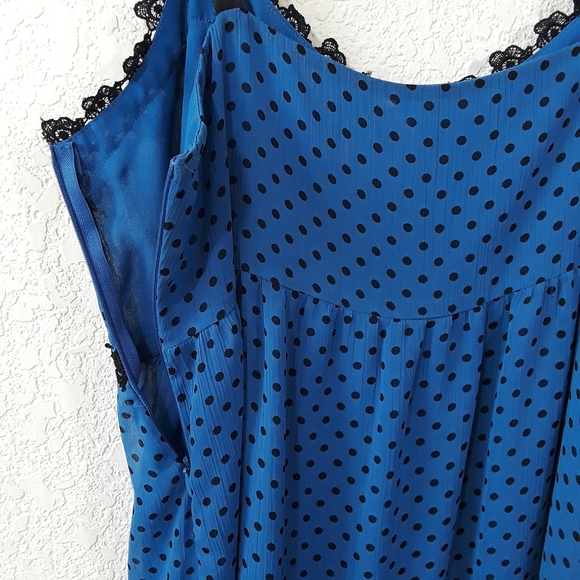 Apt 9 sz10 Blue & Black Dotted Babydoll Style Tank - Picture 5 of 11
